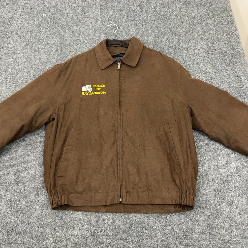 Jos A Bank Jacket Mens M Brown Polyester Faux Suede Removable Liner Harrington